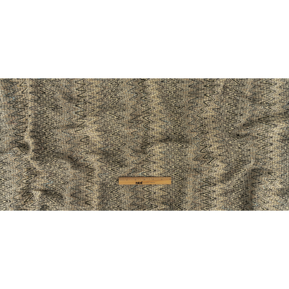 Gray, Beige and Oatmeal Zig Zag Cotton and Polyester Novelty Woven Full