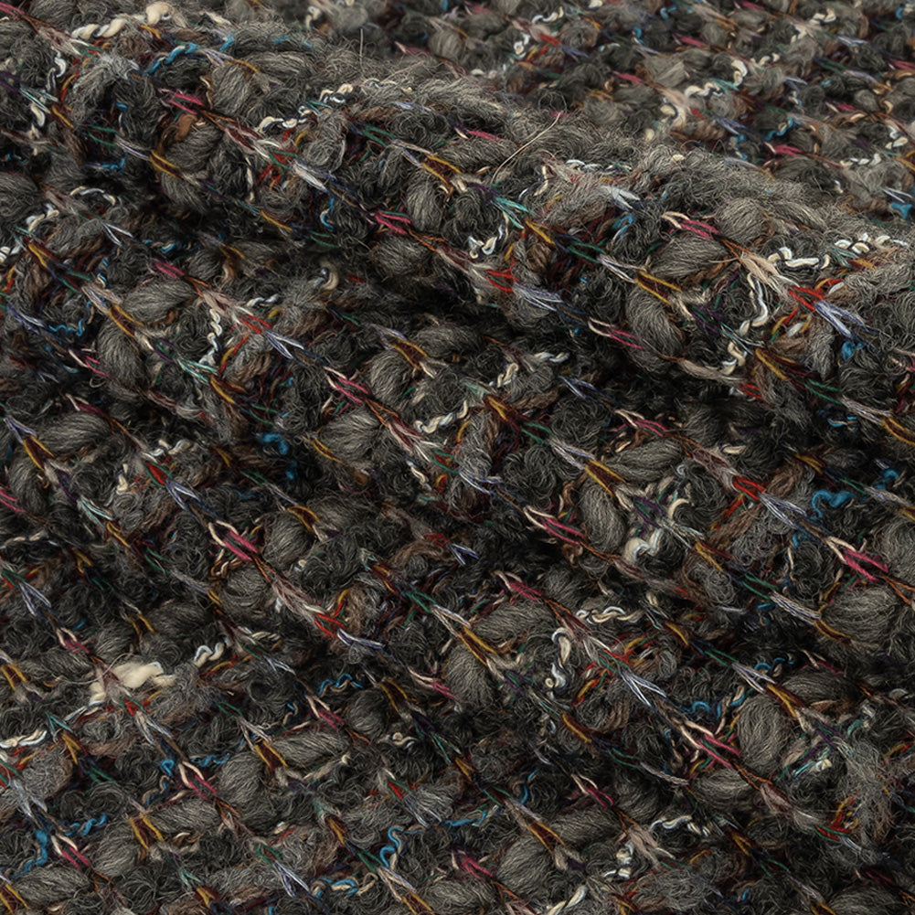 Raven, Gray and Multicolor Striped Chunky Wool Knit Folded