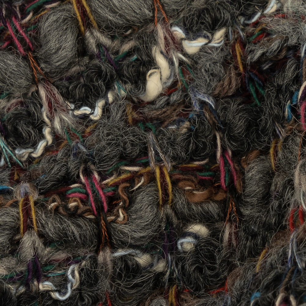 Raven, Gray and Multicolor Striped Chunky Wool Knit Detail