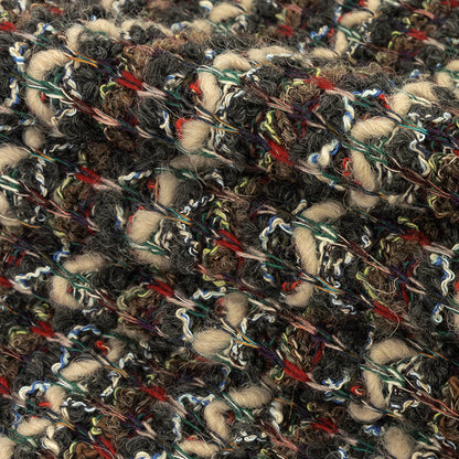 Mushroom, Phantom and Red Textural Stripes Chunky Wool Knit Folded