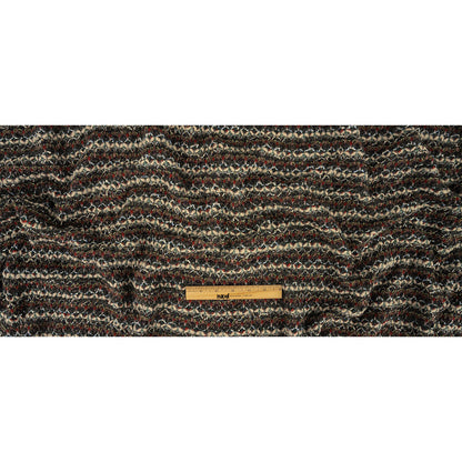 Mushroom, Phantom and Red Textural Stripes Chunky Wool Knit Full