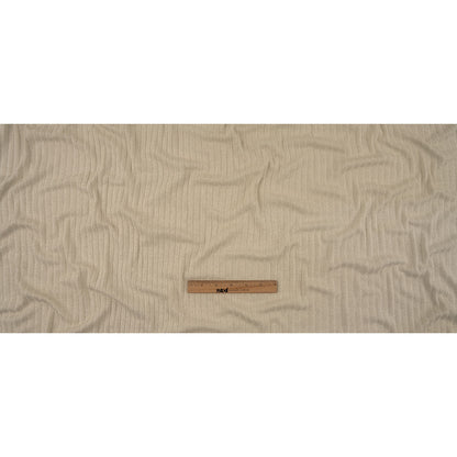 Italian White and Silver Metallic Stretch Rayon 5x3 Rib Knit Full