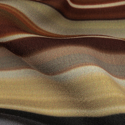 Italian Seafoam, Russet and Capulet Olive Stripes Polyester Crepe de Chine Panel Detail