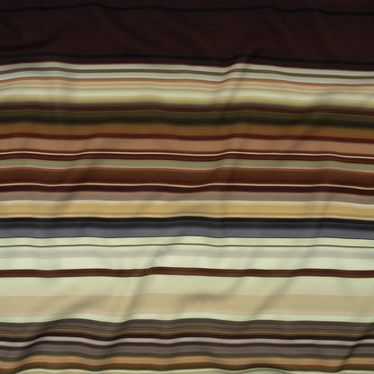 Italian Seafoam, Russet and Capulet Olive Stripes Polyester Crepe de Chine Panel