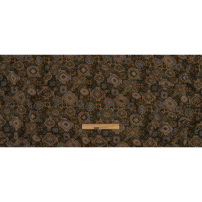 Scarab, Gray and Gold Metallic Medallions Cotton and Polyester Jacquard Knit Full