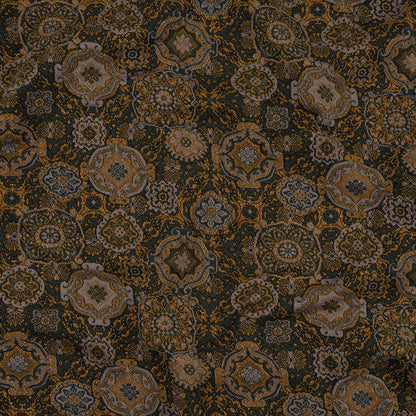 Scarab, Gray and Gold Metallic Medallions Cotton and Polyester Jacquard Knit