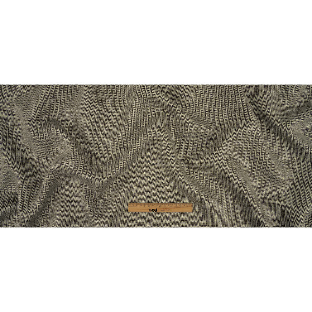 Tarmac and White Herringbone Linen Twill Full