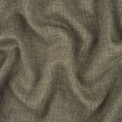 Tarmac and White Herringbone Linen Twill