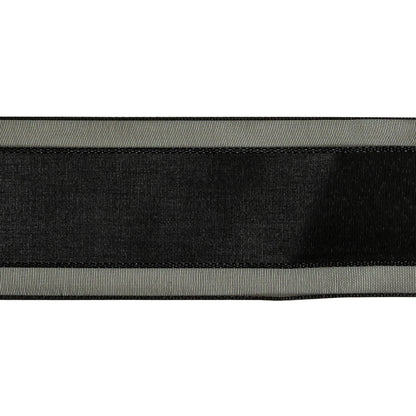 Black Woven Ribbon with Sheer Organza Borders - 1.5" Detail