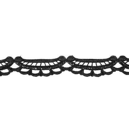 Black Glitter Scalloped Guipure Lace Trim - 1.375"