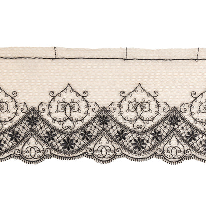 Tawny Brown and Black Embroidered Knit Lace Trim - 5"