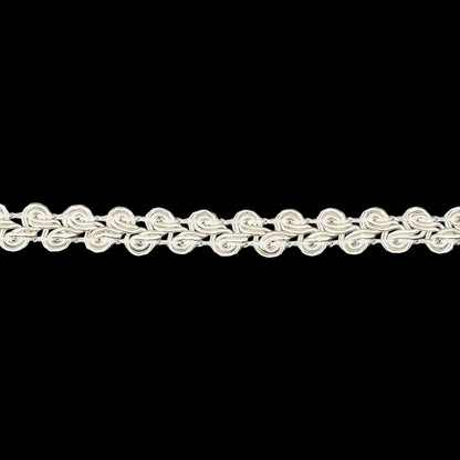 White Classic Braided Trim - 0.375" Detail