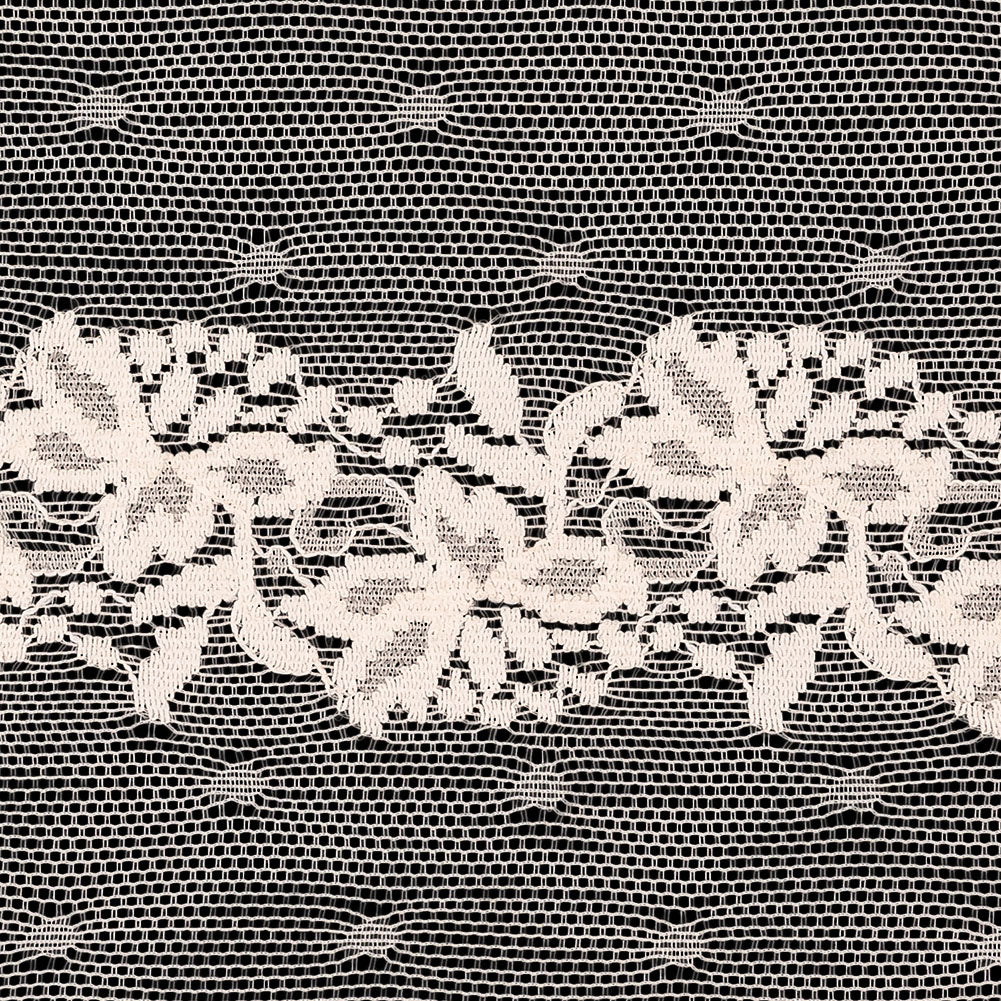 Pale Pink Floral and Polka Dots Lace Trim - 7.625" Detail