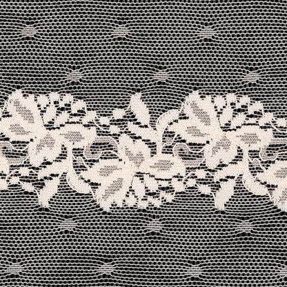 Pale Pink Floral and Polka Dots Lace Trim - 7.625" Detail