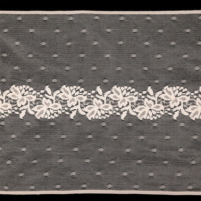 Pale Pink Floral and Polka Dots Lace Trim - 7.625"