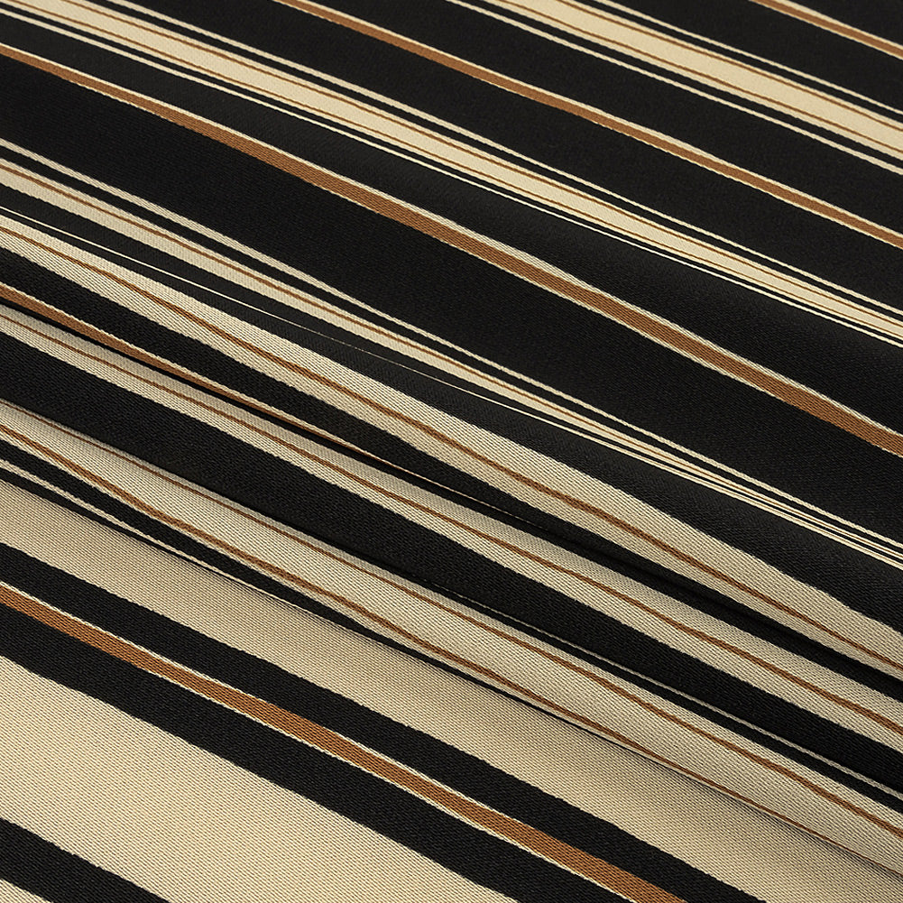 Italian Cream, Black and Tan Stripes Gradient Polyester Woven Folded
