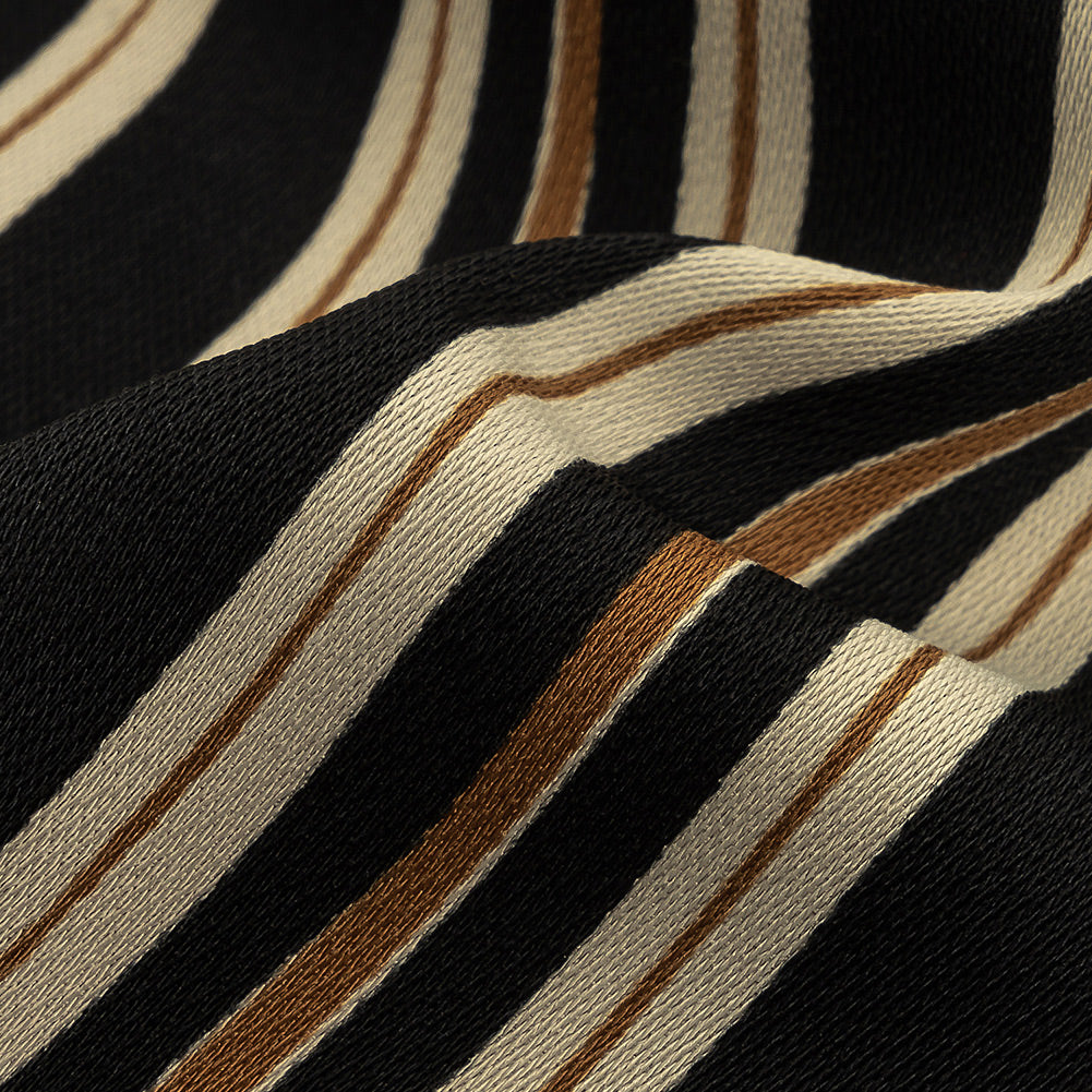 Italian Cream, Black and Tan Stripes Gradient Polyester Woven Detail