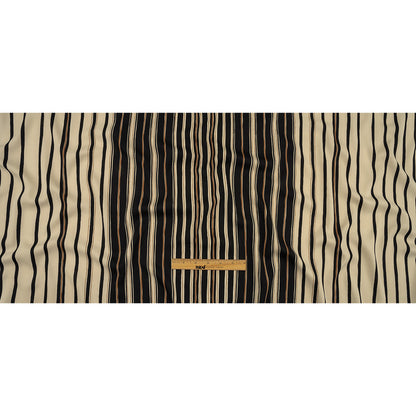 Italian Cream, Black and Tan Stripes Gradient Polyester Woven Full