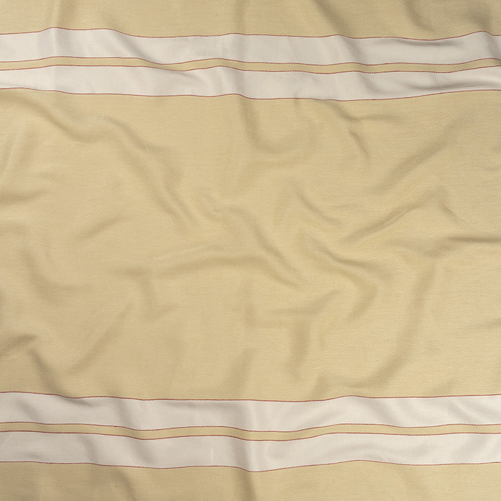 Theory Eggnog, Red and White Striped Linen and Cotton Poncho Panel with Fringe Border