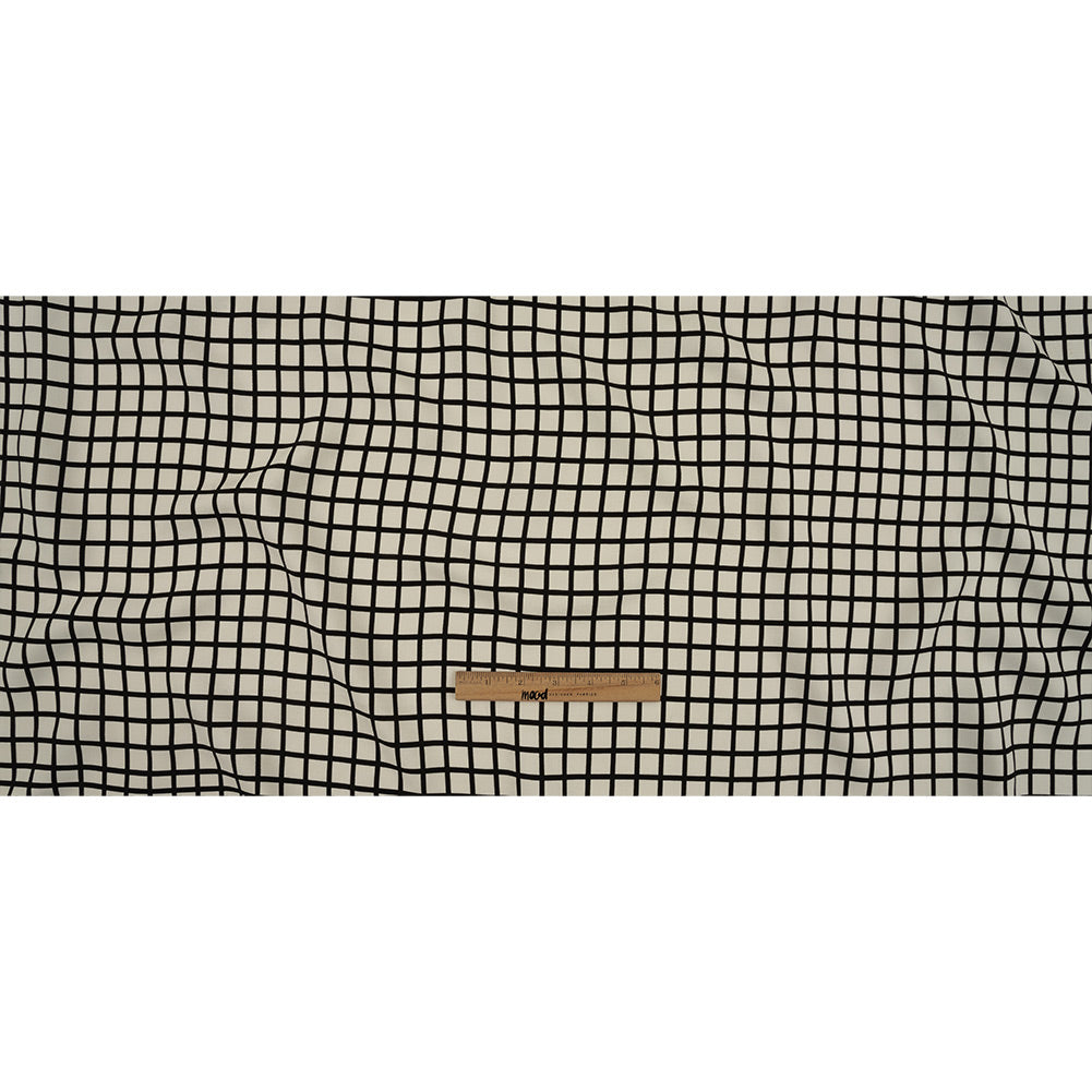 Ralph Lauren Black and White Windowpane Checks Rayon Crepe Full