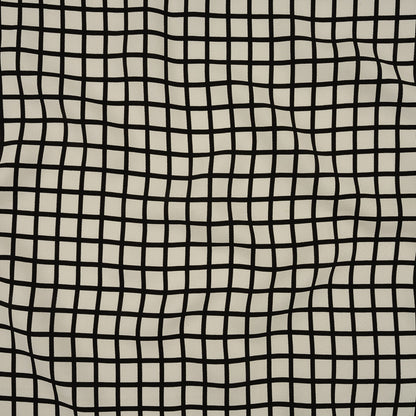 Ralph Lauren Black and White Windowpane Checks Rayon Crepe