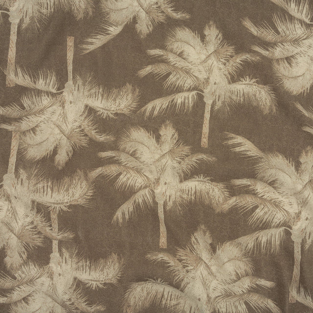 Italian White and Taupe Palm Trees Rayon Crepe