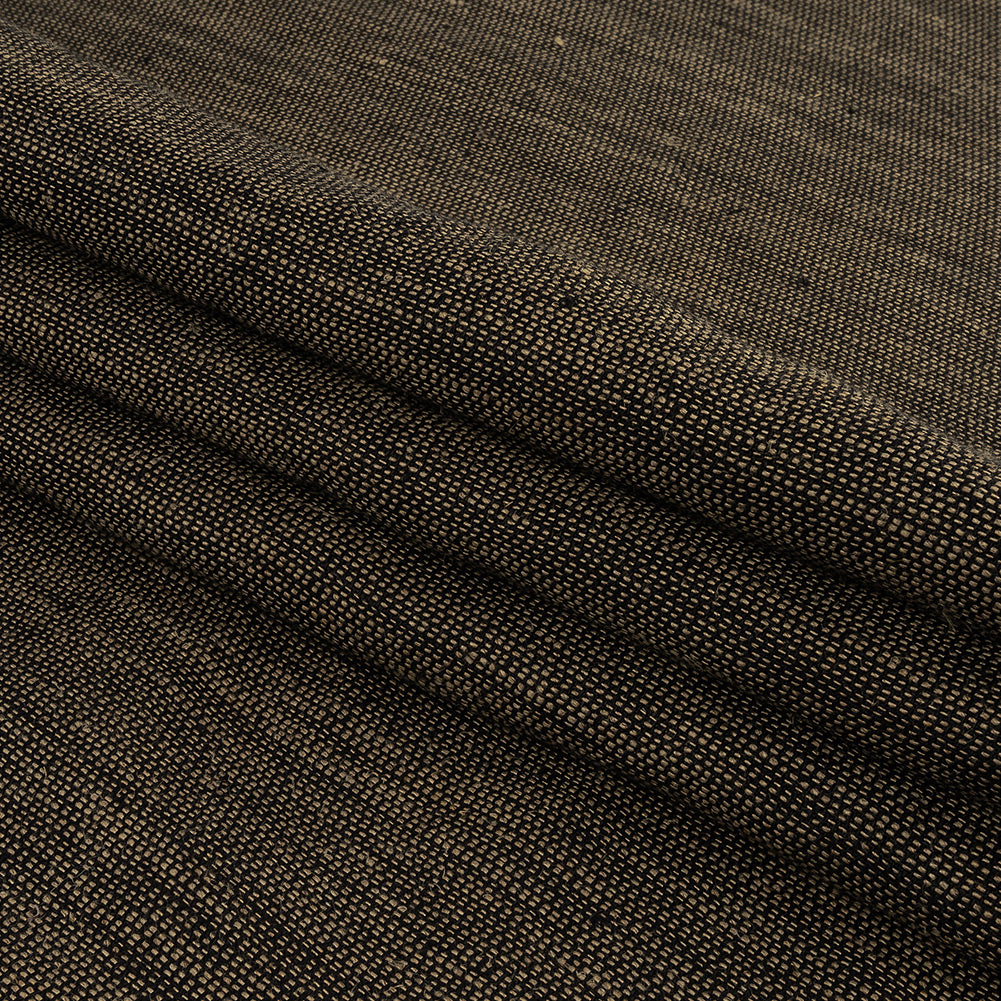 Beige and Navy Linen and Rayon Tweed Folded