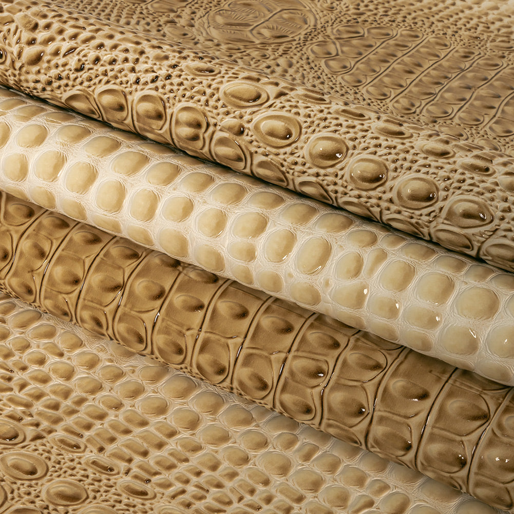 Alligator 3D Embossed Vinyl - Western Cream - Congaree Collection Folded
