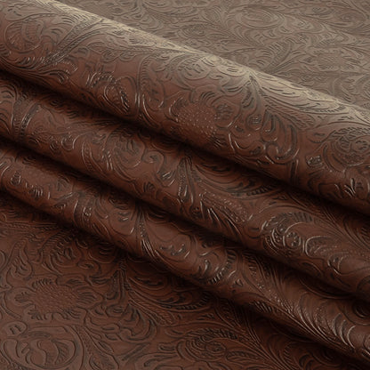 Vintage-Look Floral Embossed Vinyl - Brown - Wynonna Collection Folded