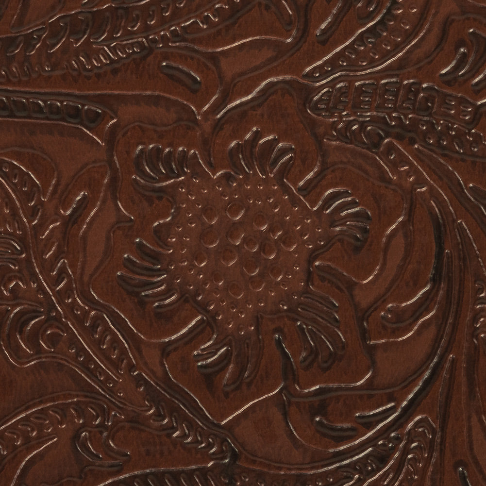 Vintage-Look Floral Embossed Vinyl - Brown - Wynonna Collection Detail