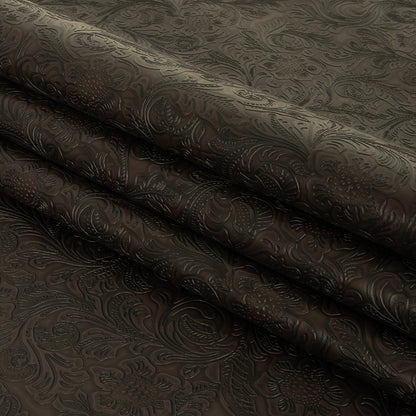 Vintage-Look Floral Embossed Vinyl - Chocolate - Wynonna Collection Folded