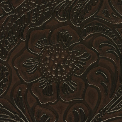 Vintage-Look Floral Embossed Vinyl - Chocolate - Wynonna Collection Detail