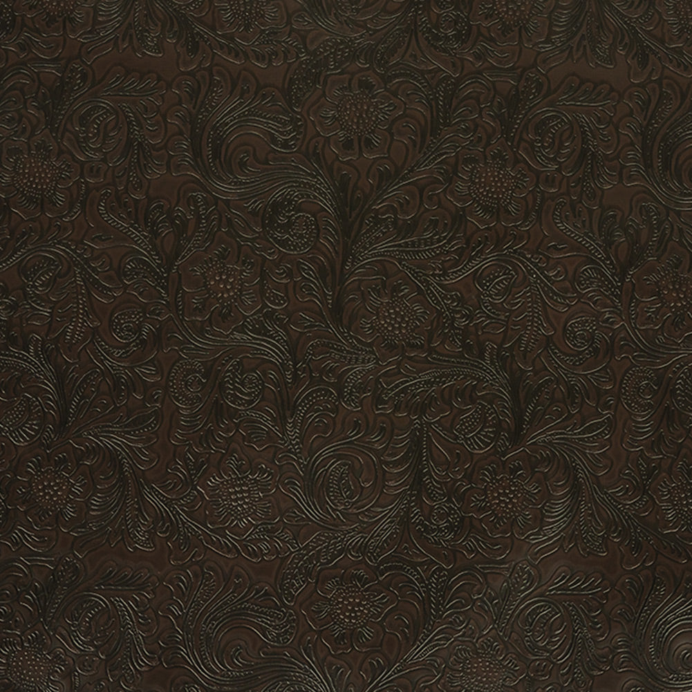 Vintage-Look Floral Embossed Vinyl - Chocolate - Wynonna Collection