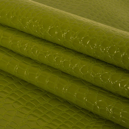 Faux Crocodile Patent Leather - Avocado - Brisbane Collection Folded