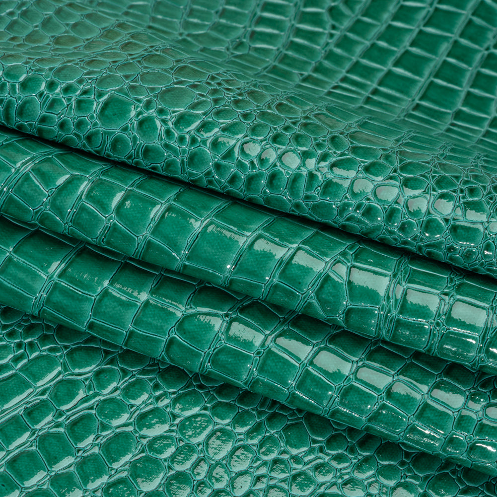 Faux Crocodile Patent Leather - Jungle - Brisbane Collection Folded