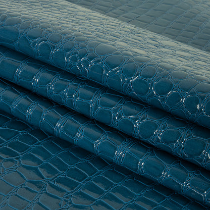 Faux Crocodile Patent Leather - Peacock - Brisbane Collection Folded