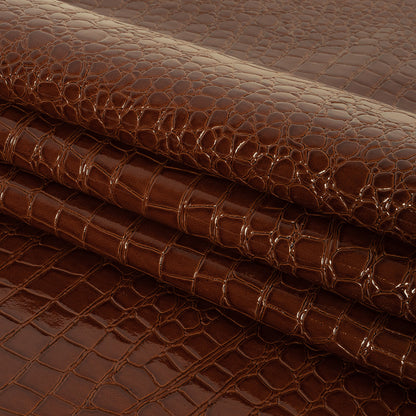 Faux Crocodile Patent Leather - Cinnamon - Brisbane Collection Folded