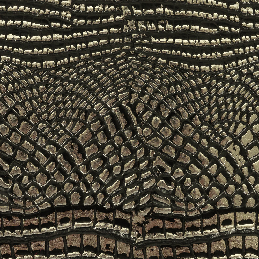 Metallic Crocodile Embossed Vinyl - Black and Silver - Twain Collection Detail