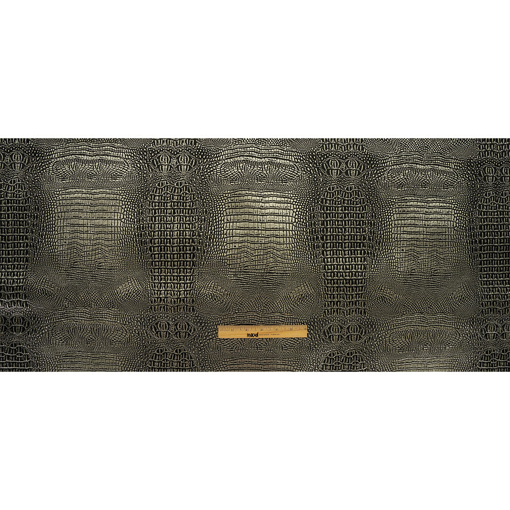 Metallic Crocodile Embossed Vinyl - Black and Silver - Twain Collection Full