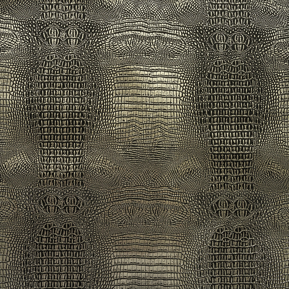 Metallic Crocodile Embossed Vinyl - Black and Silver - Twain Collection