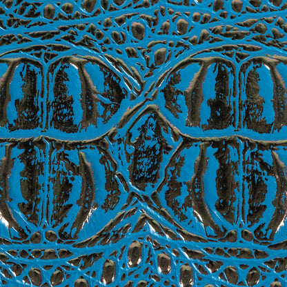 Metallic Crocodile Embossed Vinyl - Blue and Bronze - Twain Collection Detail