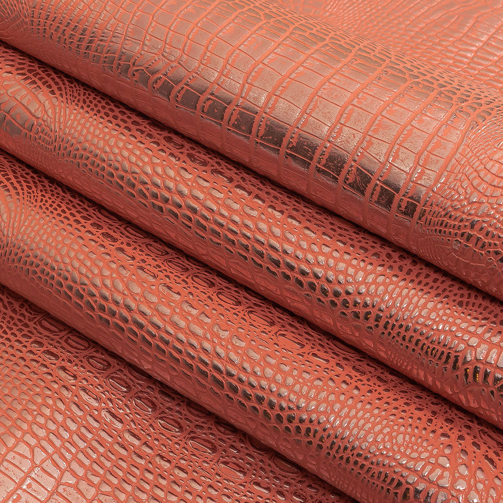 Metallic Crocodile Embossed Vinyl - Pink and Silver - Twain Collection Folded