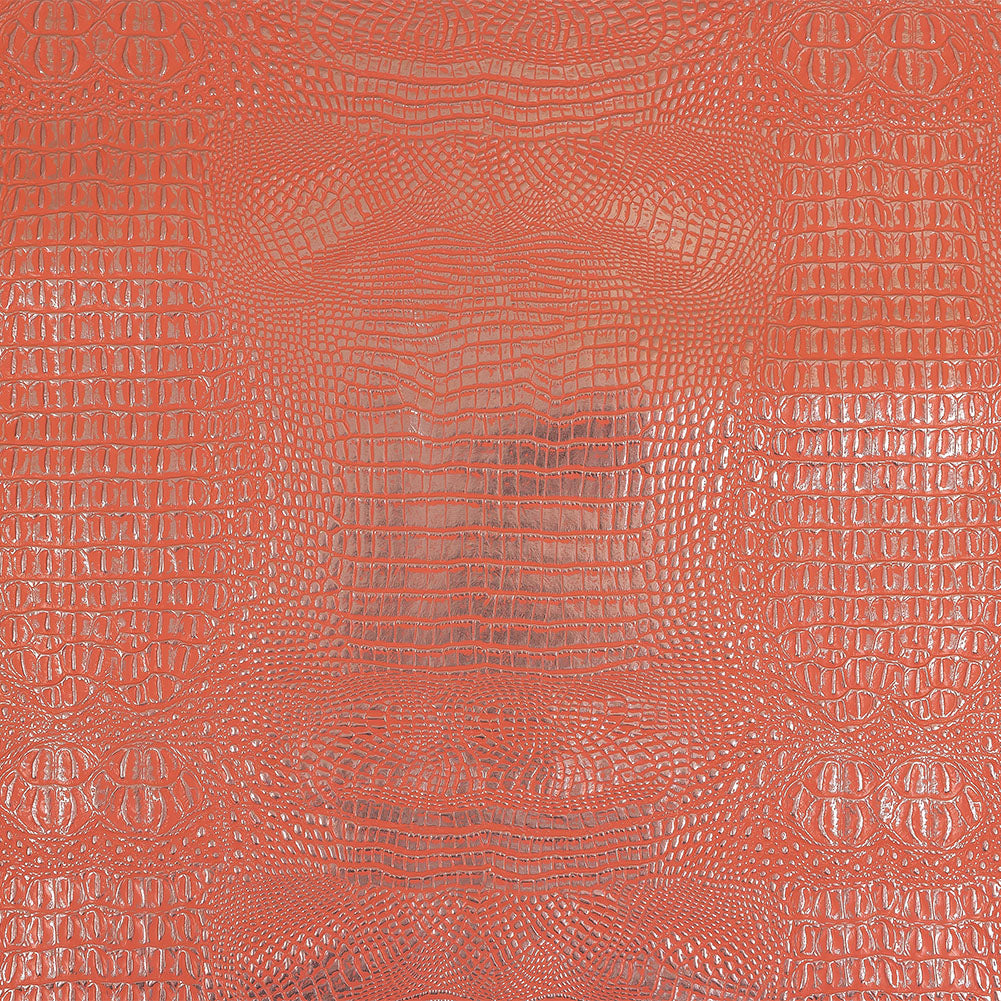 Metallic Crocodile Embossed Vinyl - Pink and Silver - Twain Collection