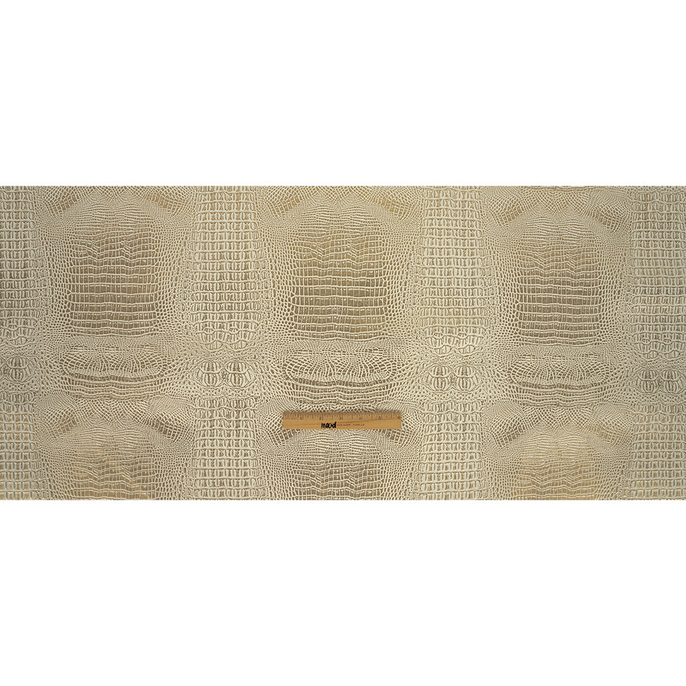 Metallic Crocodile Embossed Vinyl - Star White and Gold - Twain Collection Full