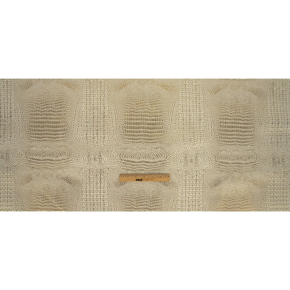 Metallic Crocodile Embossed Vinyl - Star White and Gold - Twain Collection Full