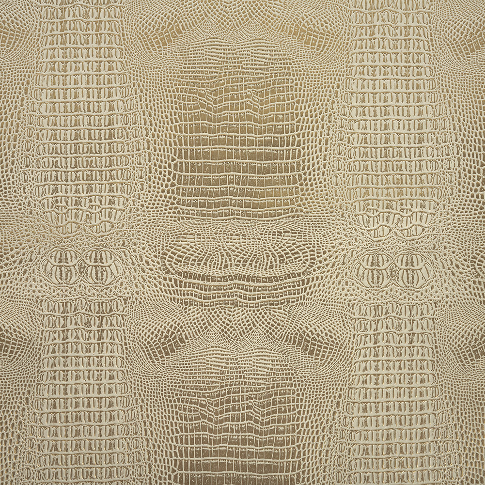 Metallic Crocodile Embossed Vinyl - Star White and Gold - Twain Collection