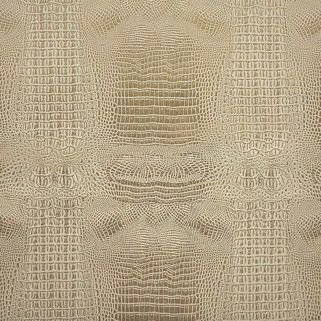 Metallic Crocodile Embossed Vinyl - Star White and Gold - Twain Collection