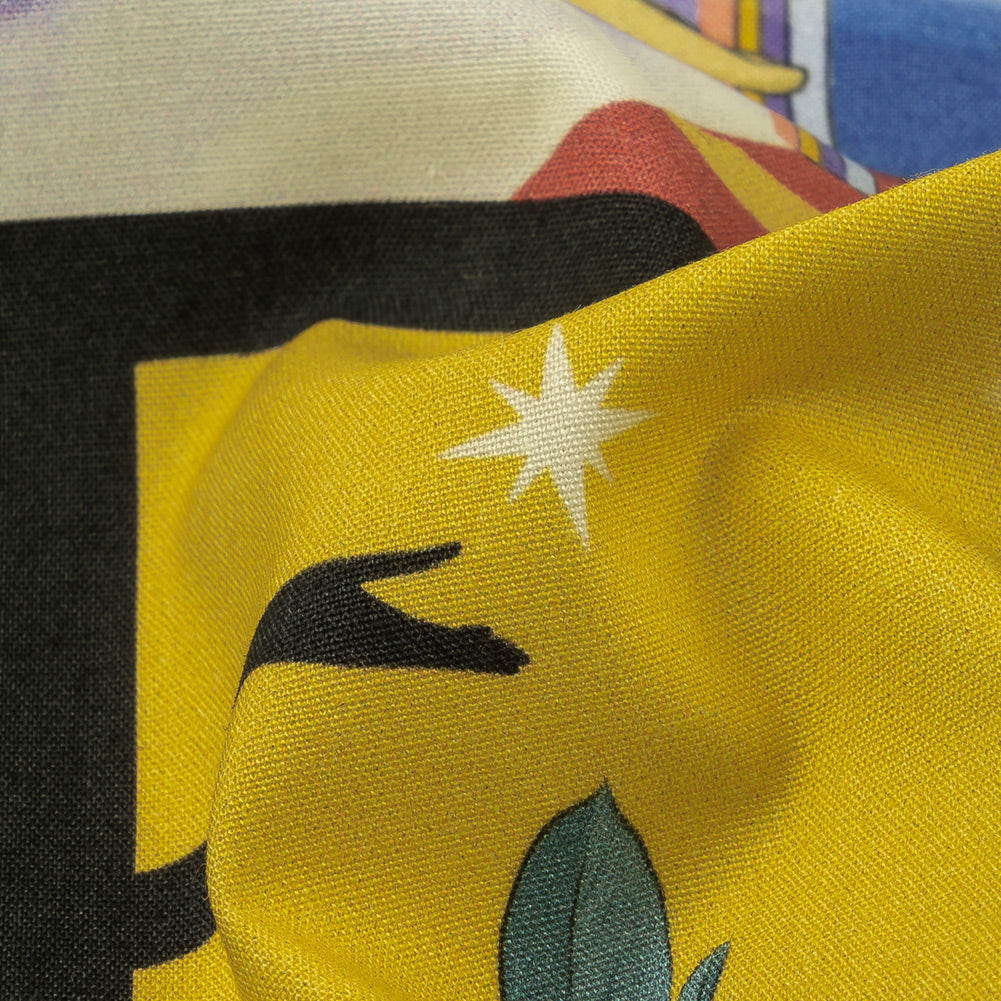 Stretch Cotton Poplin Print - Purple and Lime Relaxing Vignettes - Mood Exclusive Unplugged Detail