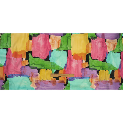 Stretch Cotton Poplin Print - Phantom Black and Rainbow Abstract - Mood Exclusive Color Fields Full