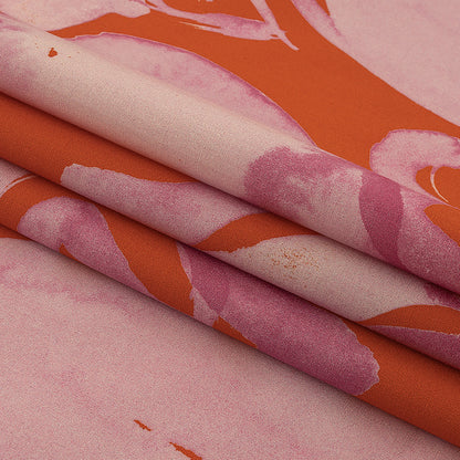 Stretch Cotton Poplin Print - Flame Red and Pink Painted Flowers and Hearts - Mood Exclusive My Valentine Folded